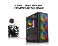 Rampage TRAPPER Temper Camlı 650Watt 80Plus Bronze Siyah 3*14cm + 1*12cm ARGB Fanlı Gaming Oyuncu Kasası - 1